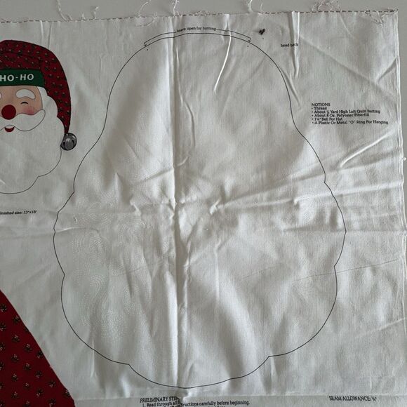 Ho Ho Santa Face VIP Cranston Cut & Sew Fabric Panel Door Hanging Uncut 17 x 14 - Picture 10 of 10
